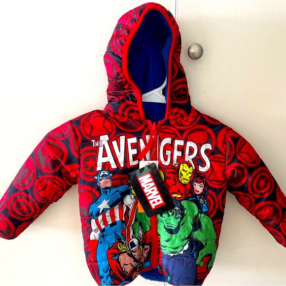 The Avengers Kids Red & Blue Reversible Jacket (2T) all over print.Brand New NWT - Picture 1 of 6